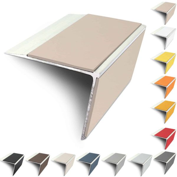 75mm x 58mm Rakeback Aluminium Stair Nosing Edge Trim With Pvc Insert