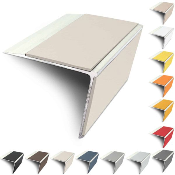 75mm x 58mm Rakeback Aluminium Stair Nosing Edge Trim With Pvc Insert