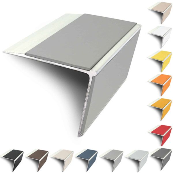 75mm x 58mm Rakeback Aluminium Stair Nosing Edge Trim With Pvc Insert