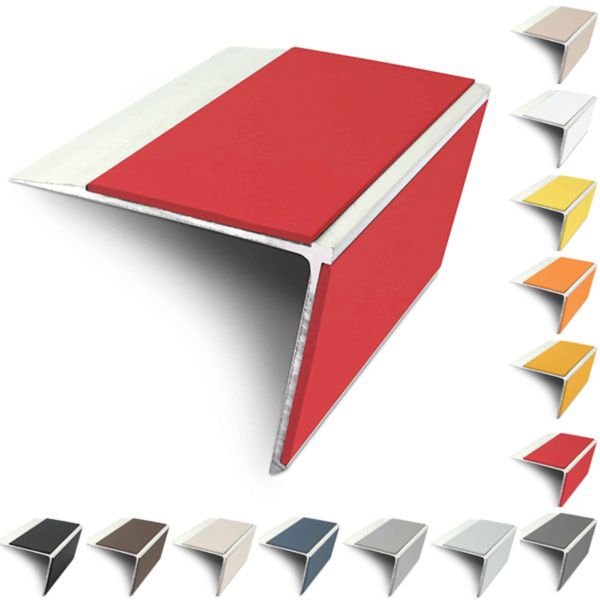 75mm x 58mm Rakeback Aluminium Stair Nosing Edge Trim With Pvc Insert