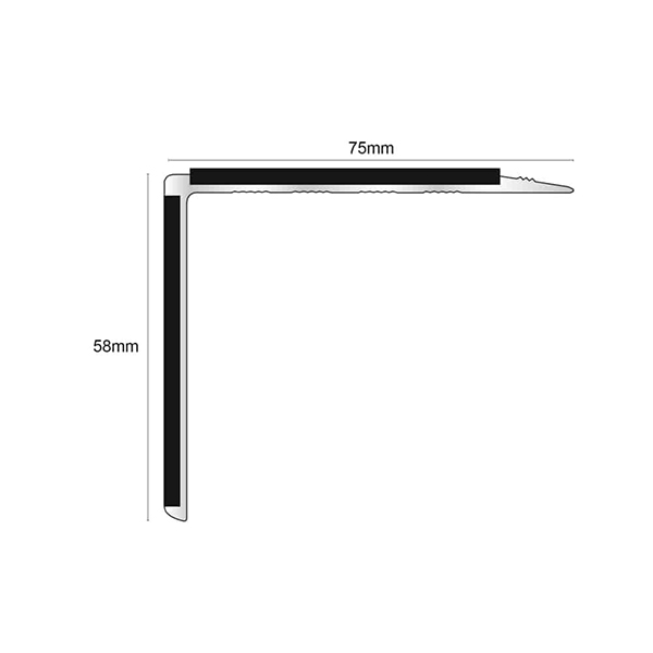 75mm x 58mm Slimline Stair Nosing Edge Trim With Pvc Insert