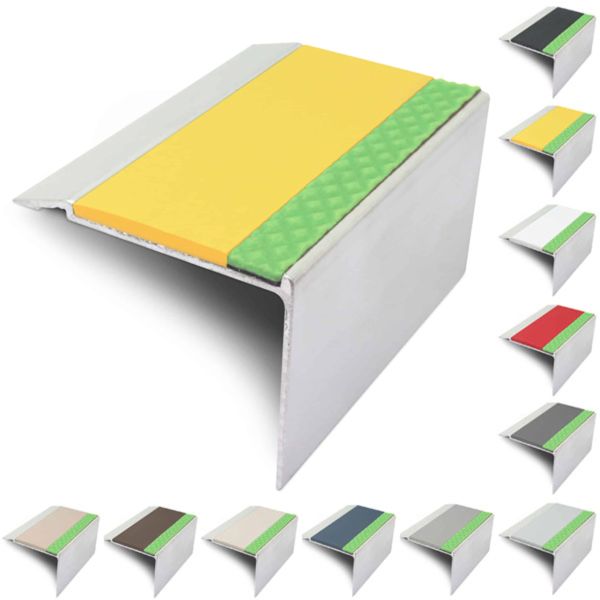 72mm x 55mm Aluminator Stair Nosing With PVC Insert DDA Compliant