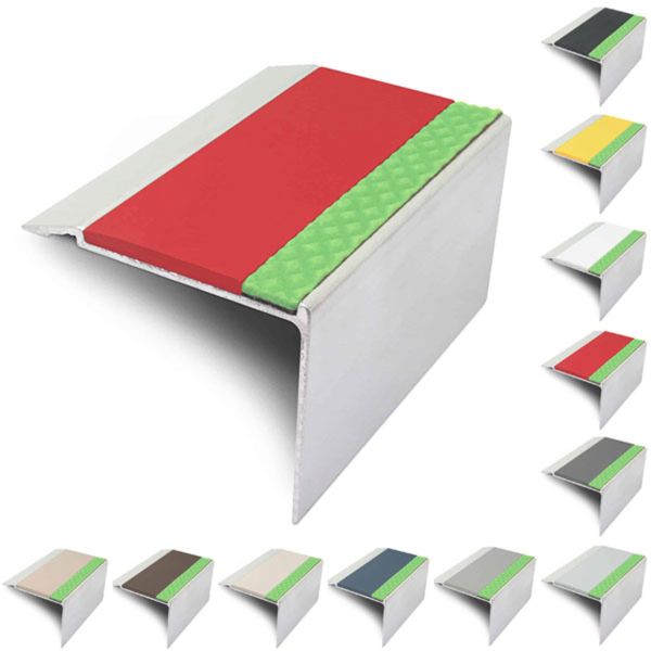 72mm x 55mm Aluminator Stair Nosing With PVC Insert DDA Compliant