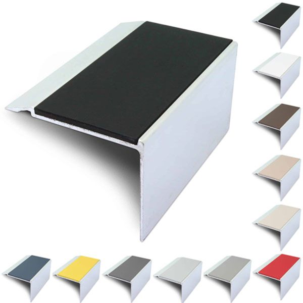 72mm x 55mm Aluminium Stair Nosing With PVC Insert Stair Edge Trim