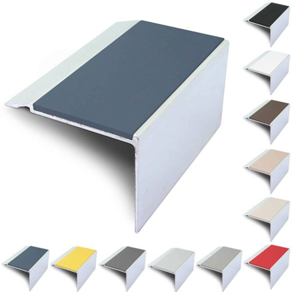 72mm x 55mm Aluminium Stair Nosing With PVC Insert Stair Edge Trim