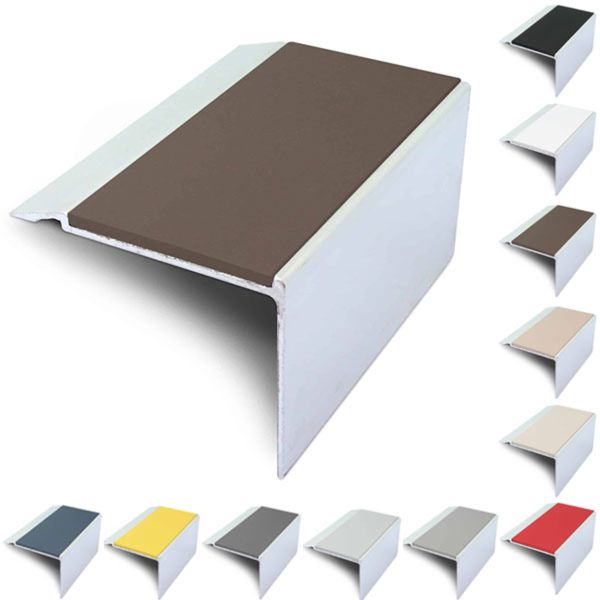 72mm x 55mm Aluminium Stair Nosing With PVC Insert Stair Edge Trim