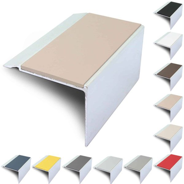 72mm x 55mm Aluminium Stair Nosing With PVC Insert Stair Edge Trim