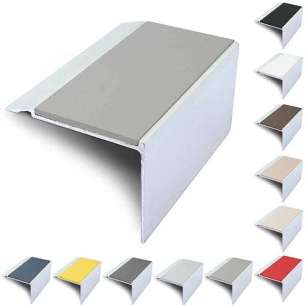 72mm x 55mm Aluminium Stair Nosing With PVC Insert Stair Edge Trim