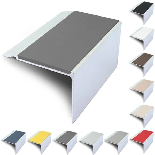 72mm x 55mm Aluminium Stair Nosing With PVC Insert Stair Edge Trim