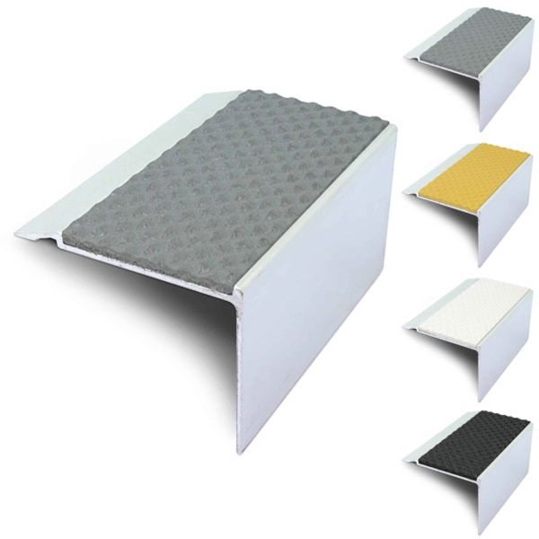 72mm x 55mm External Stair Nosing With Non Slip Tredsafe PVC Insert