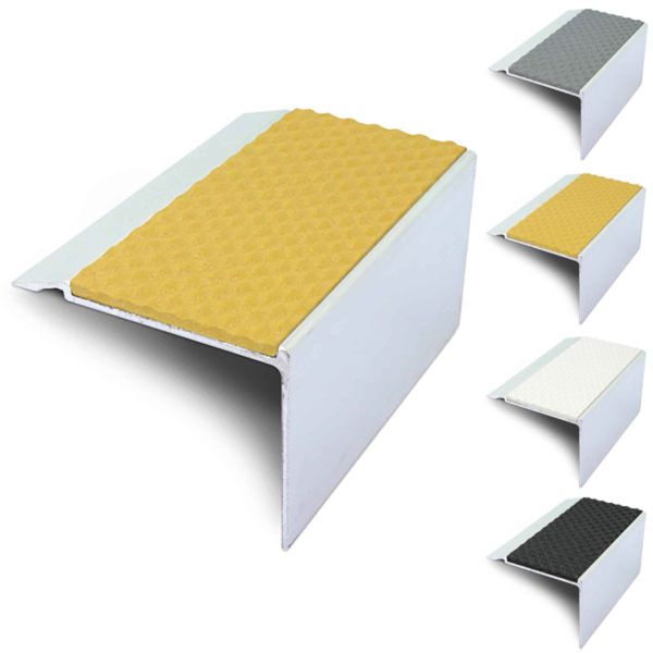 72mm x 55mm External Stair Nosing With Non Slip Tredsafe PVC Insert