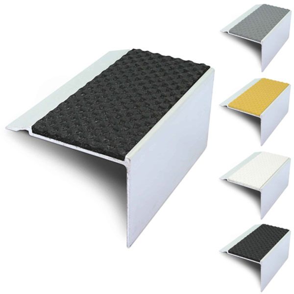 72mm x 55mm External Stair Nosing With Non Slip Tredsafe PVC Insert