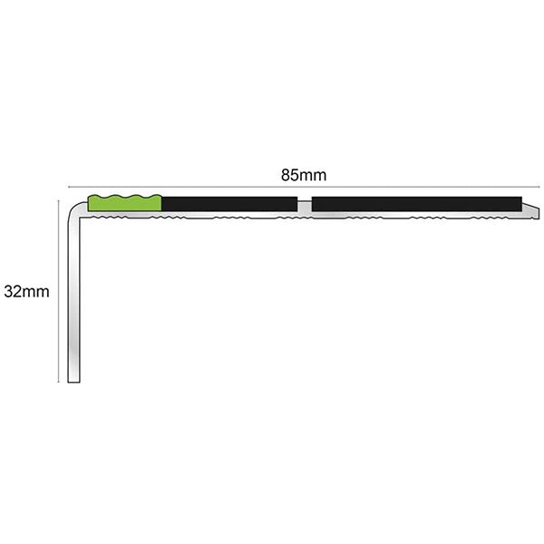 85mm x 30mm Aluminator Stair Nosing Edge Trim With Tredsafe PVC Insert