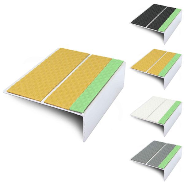 85mm x 30mm Aluminator Stair Nosing Edge Trim With Tredsafe PVC Insert