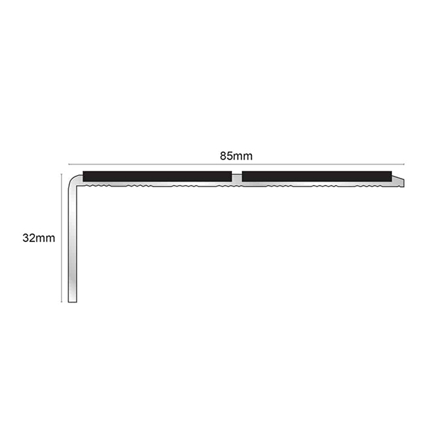 85mm x 32mm Aluminium Stair Nosing Edge Trim With Pvc Insert