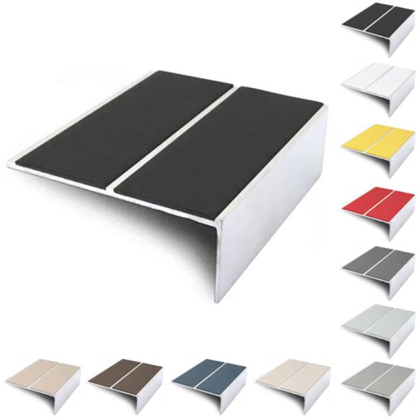 85mm x 32mm Aluminium Stair Nosing Edge Trim With Pvc Insert