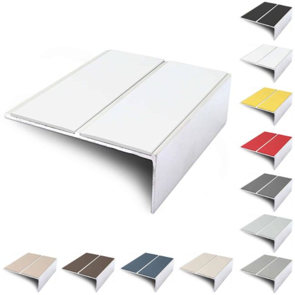 85mm x 32mm Aluminium Stair Nosing Edge Trim With Pvc Insert