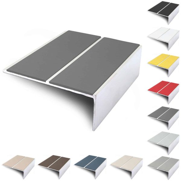 85mm x 32mm Aluminium Stair Nosing Edge Trim With Pvc Insert