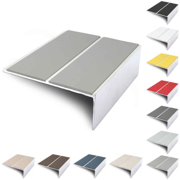 85mm x 32mm Aluminium Stair Nosing Edge Trim With Pvc Insert