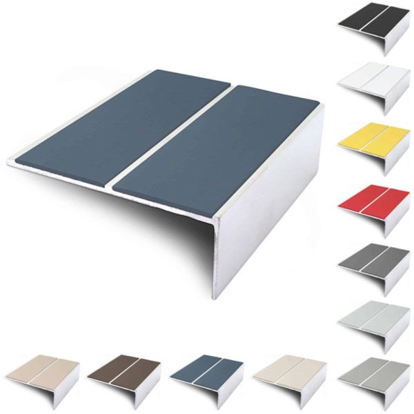 85mm x 32mm Aluminium Stair Nosing Edge Trim With Pvc Insert