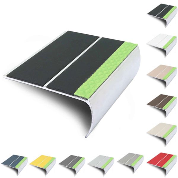 87mm x 40mm Bullnose Aluminator Stair Nosing Edge Trim With Pvc Insert