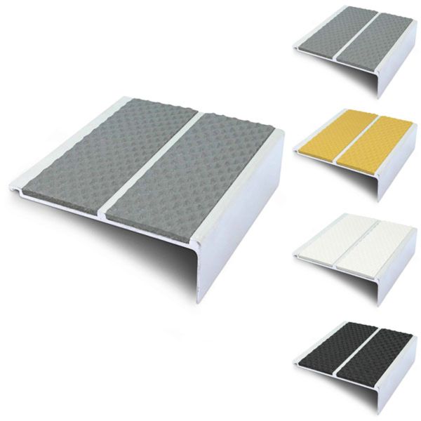 91mm x 32mm Commercial Stair Nosing With Non Slip Tredsafe PVC Insert