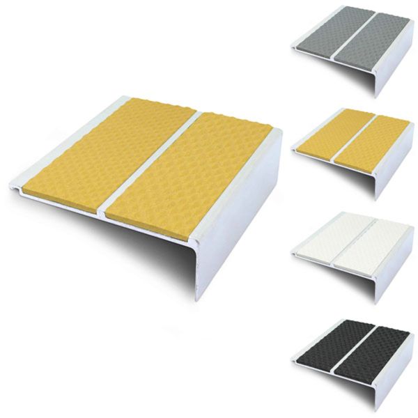 91mm x 32mm Commercial Stair Nosing With Non Slip Tredsafe PVC Insert