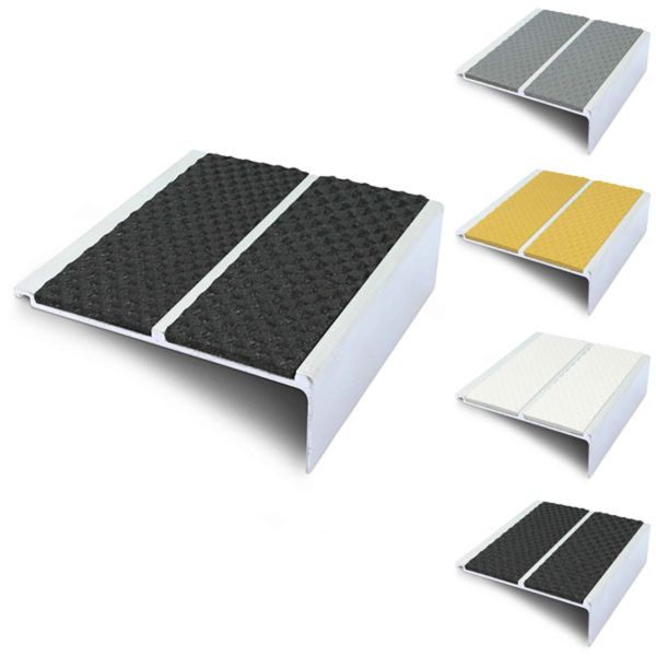 91mm x 32mm Commercial Stair Nosing With Non Slip Tredsafe PVC Insert