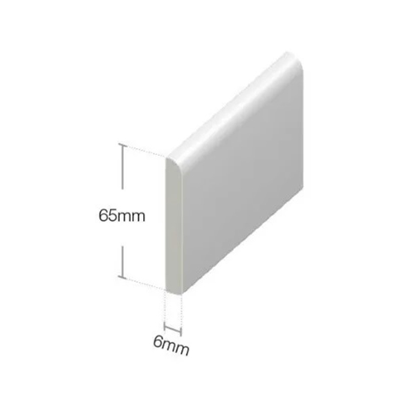 Pack of 5 UPVC Architrave White Plastic Skirting Board - 950mm Long