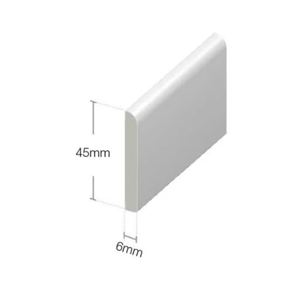 Pack of 5 UPVC Architrave White Plastic Skirting Board - 950mm Long