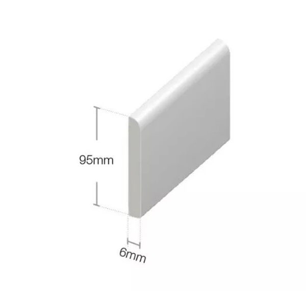 Pack of 5 UPVC Architrave White Plastic Skirting Board - 950mm Long