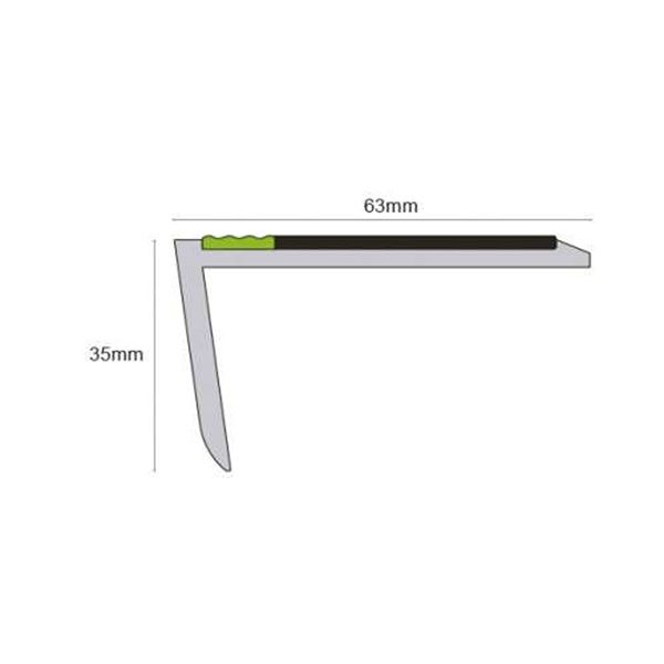 63mm x 35mm Rakeback Aluminator Commercial Stair Nosing With Tredsafe PVC Insert