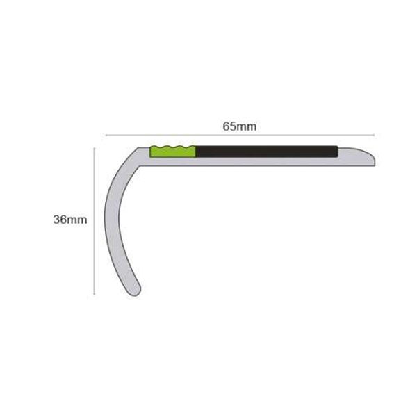 65mm x 36mm Aluminator PVC Stair Nosing With Non Slip PVC Insert