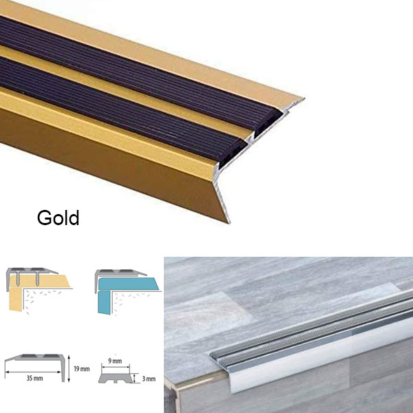 Aluminium Anti Slip Stair Edge Nosing Trim With Non Slip Rubber Insert