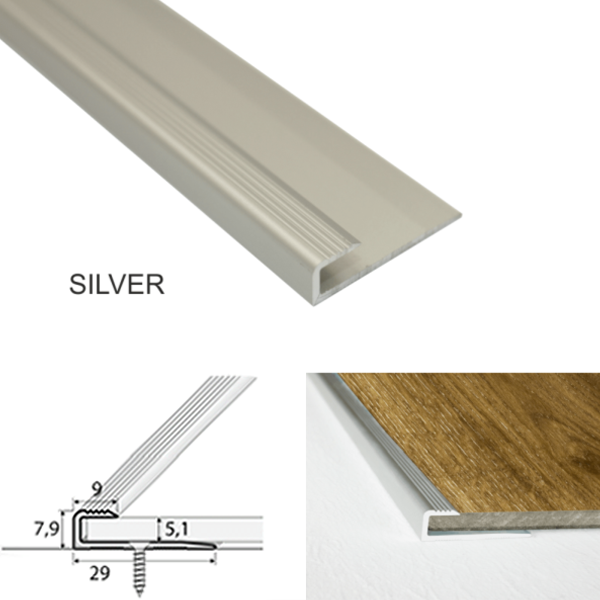 29mm x 9mm Aluminium Door Floor Threshold For Luxury Click Vinyl 5mm Flooring