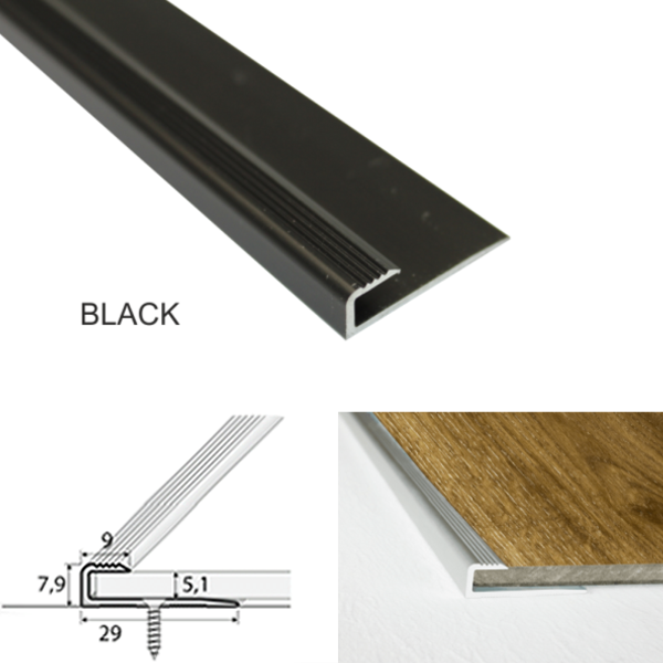 29mm x 9mm Aluminium Door Floor Threshold For Luxury Click Vinyl 5mm Flooring