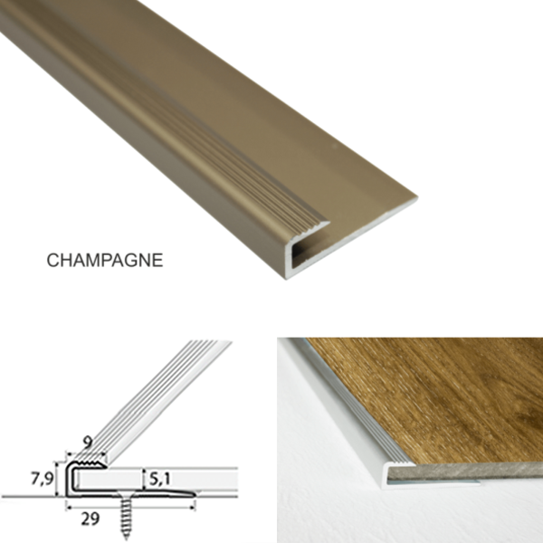 29mm x 9mm Aluminium Door Floor Threshold For Luxury Click Vinyl 5mm Flooring