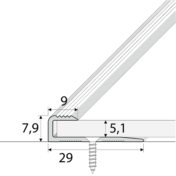 29mm x 9mm Aluminium Door Floor Threshold For Luxury Click Vinyl 5mm Flooring