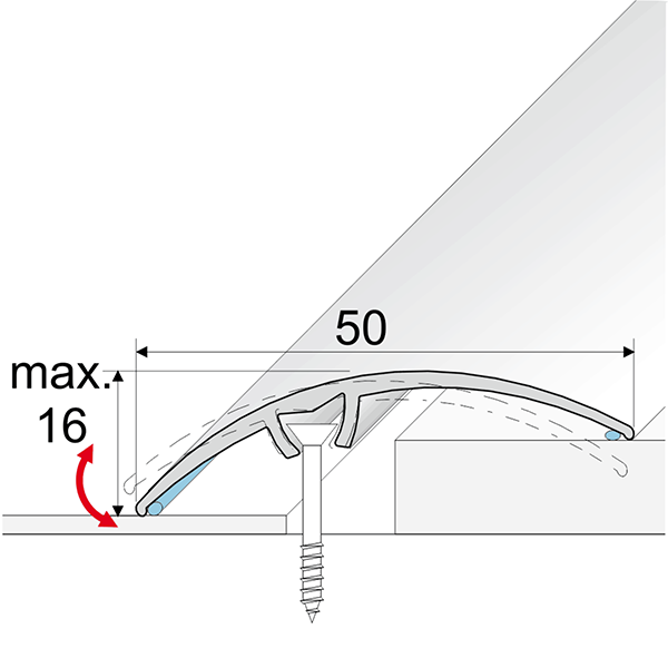 50mm Wide Aluminium Door Floor Trim, Carpet Thresholds Trim