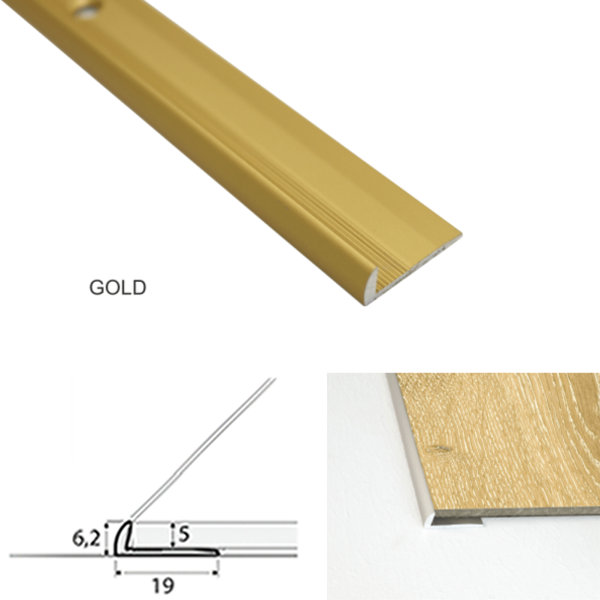 19mm Door Thresholds LVT Edging Profile Threshold For 5mm Flooring