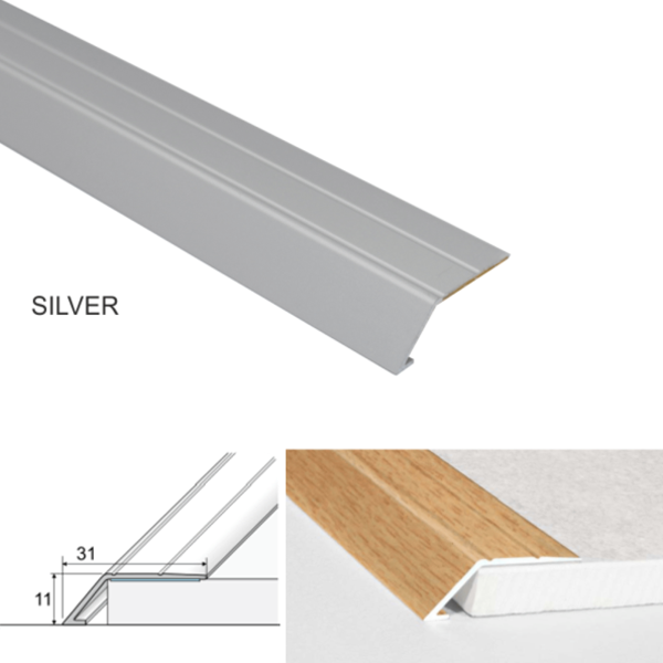 31mm Wide Aluminium Door Thresholds Ramp for 11mm High Floor Self Adhesive