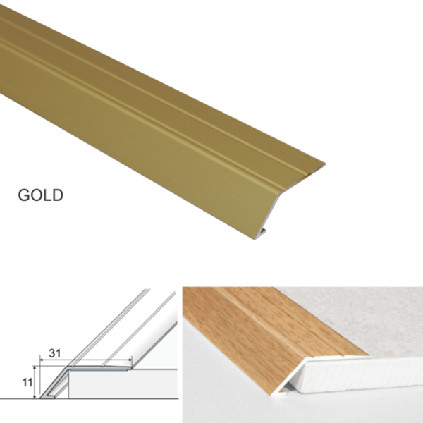 31mm Wide Aluminium Door Thresholds Ramp for 11mm High Floor Self Adhesive