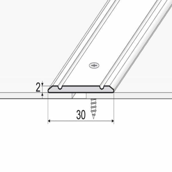 30mm Wide Aluminium Flat Door Threshold Screw fix For Wooden, Laminate, Carpet Vinyl Flooring