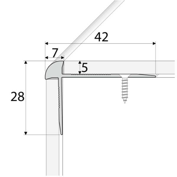 42mm x 28mm Aluminium Luxury Click Vinyl Flooring Stairs Nosing