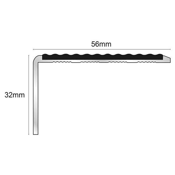 56mm x 32mm External Stair Nosing Edge Trim With Tredsafe PVC Insert