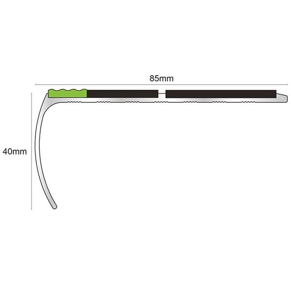 87mm x 40mm Aluminator Stair Nosing Edge Trim With Tredsafe Pvc Insert