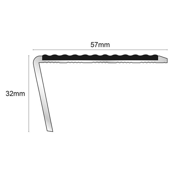 57mm x 32mm Rakeback External Stair Nosing With Tredsafe Pvc Insert