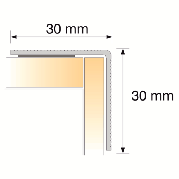 30mm x 30mm Self Adhesive Aluminium Stair Nosing For Tile And Carpet Treads