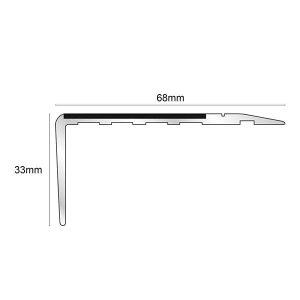 68mm x 33mm Aluminium Stair Nosing Edge Trim With Non Slip Pvc Insert