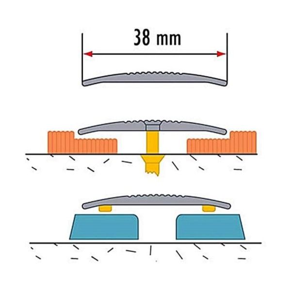 38mm Wide Aluminium Threshold Carpet Cover Excellent Finishing For Home Or Commercial Use